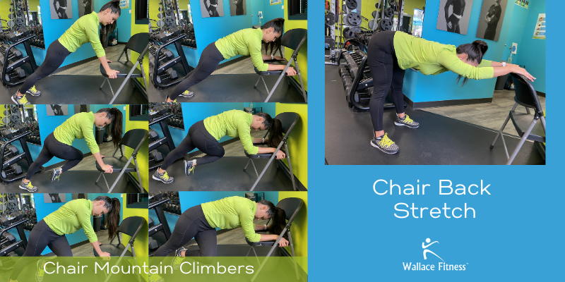 Wallace Fitness, desk workout, desk exercises, chair stretching, chair stretches, corporate wellness, healthy employees, chair mountain climbers, personal trainer, personal training mt. dora, safe exercises, weight loss, build muscle, feel better, personal trainer for women